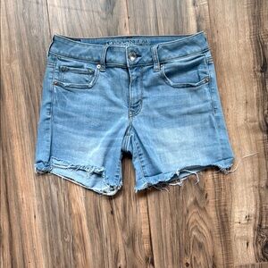 American Eagle Outfitters Light Blue Frayed Jean Shorts